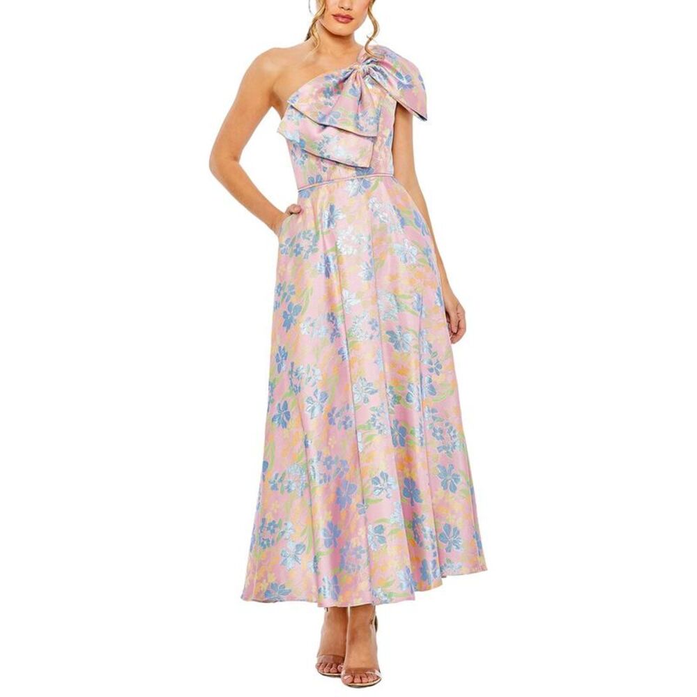 Mac Duggal Womens  One Shoulder Embroidered Floral A Line Dress
